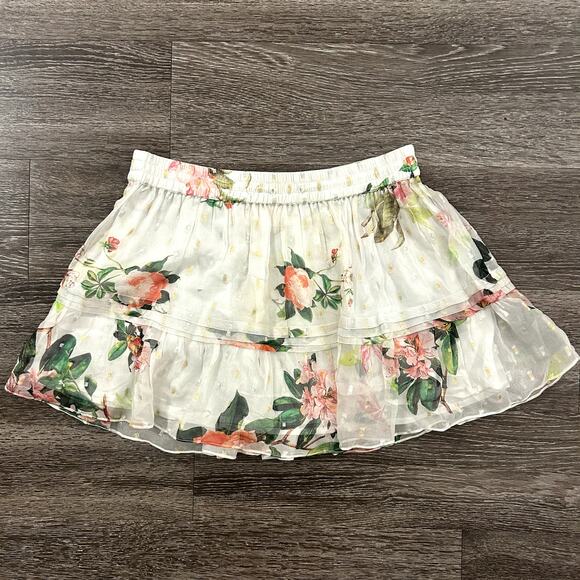 Rococo Sand Floral Tiered Mini Skirt Size M Sheer Ruffle Layered Boho Chic EUC - Picture 6 of 13